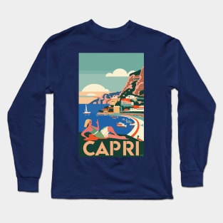 A Vintage Travel Art of Capri - Italy Long Sleeve T-Shirt